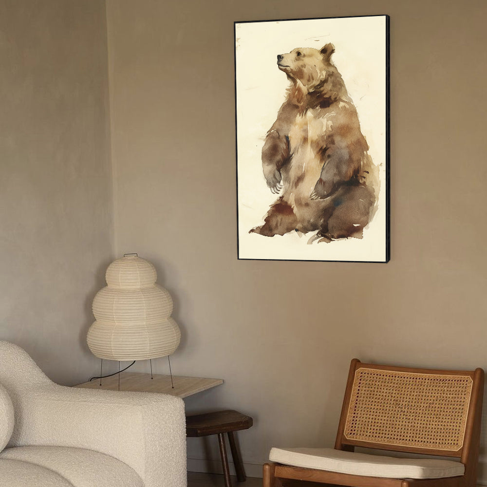 Majestic Bear Watercolor Canvas Wall Art