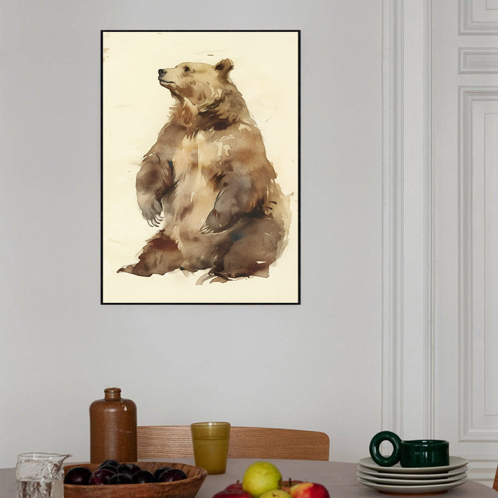 Majestic Bear Watercolor Canvas Wall Art