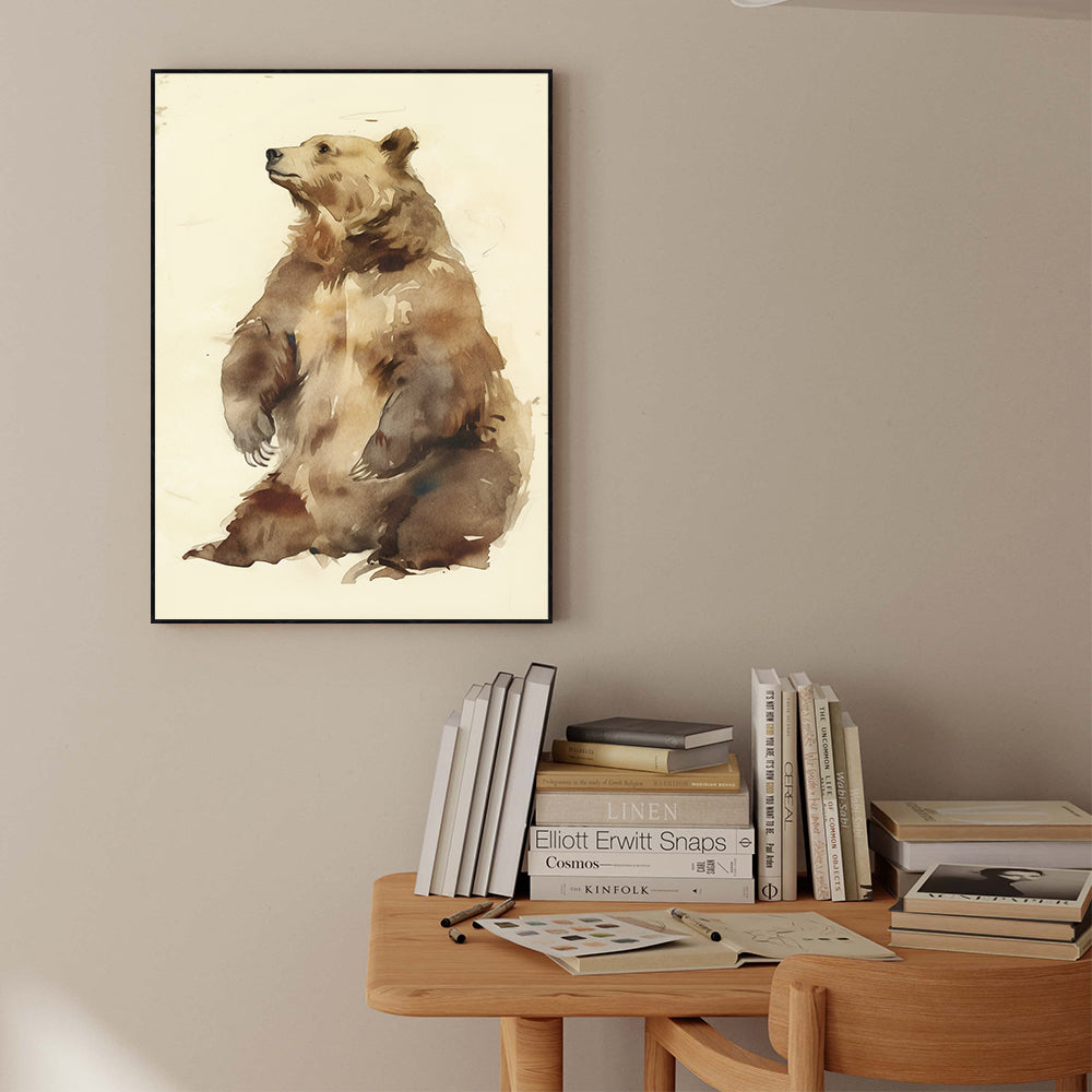 Majestic Bear Watercolor Canvas Wall Art