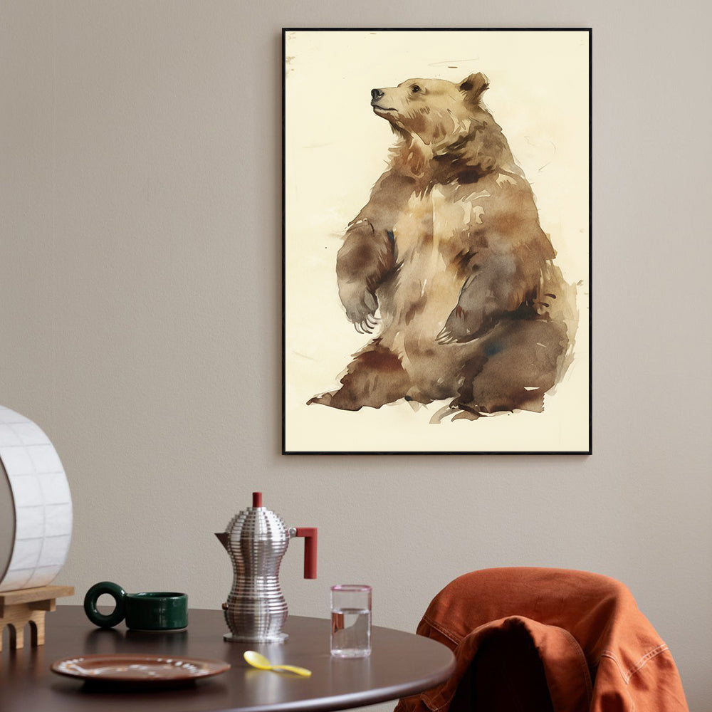 Majestic Bear Watercolor Canvas Wall Art