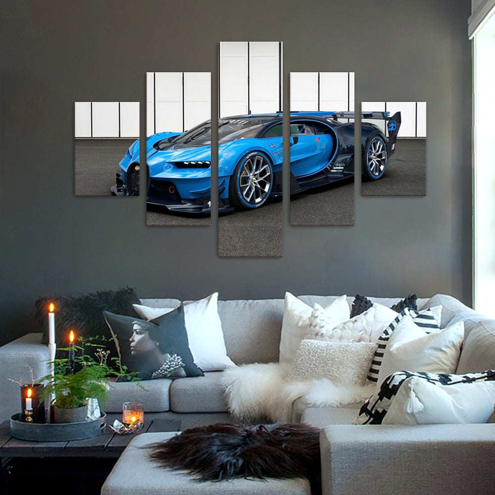 Stunning Blue Supercar 5-Piece Canvas Wall Art – A Dream for Auto Enthusiasts
