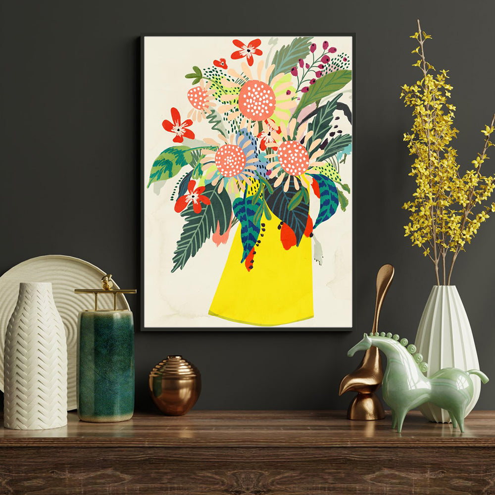Colorful Floral Bouquet – Modern Botanical Print Canvas Wall Art