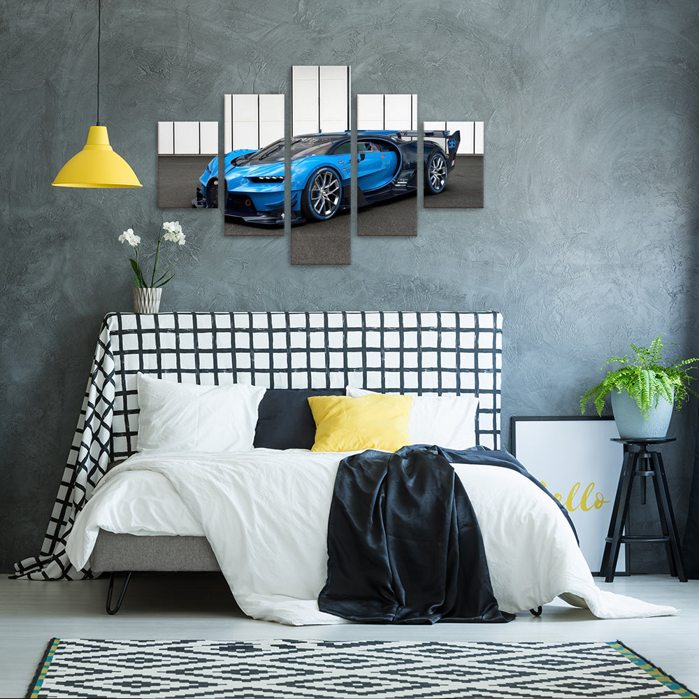 Stunning Blue Supercar 5-Piece Canvas Wall Art – A Dream for Auto Enthusiasts
