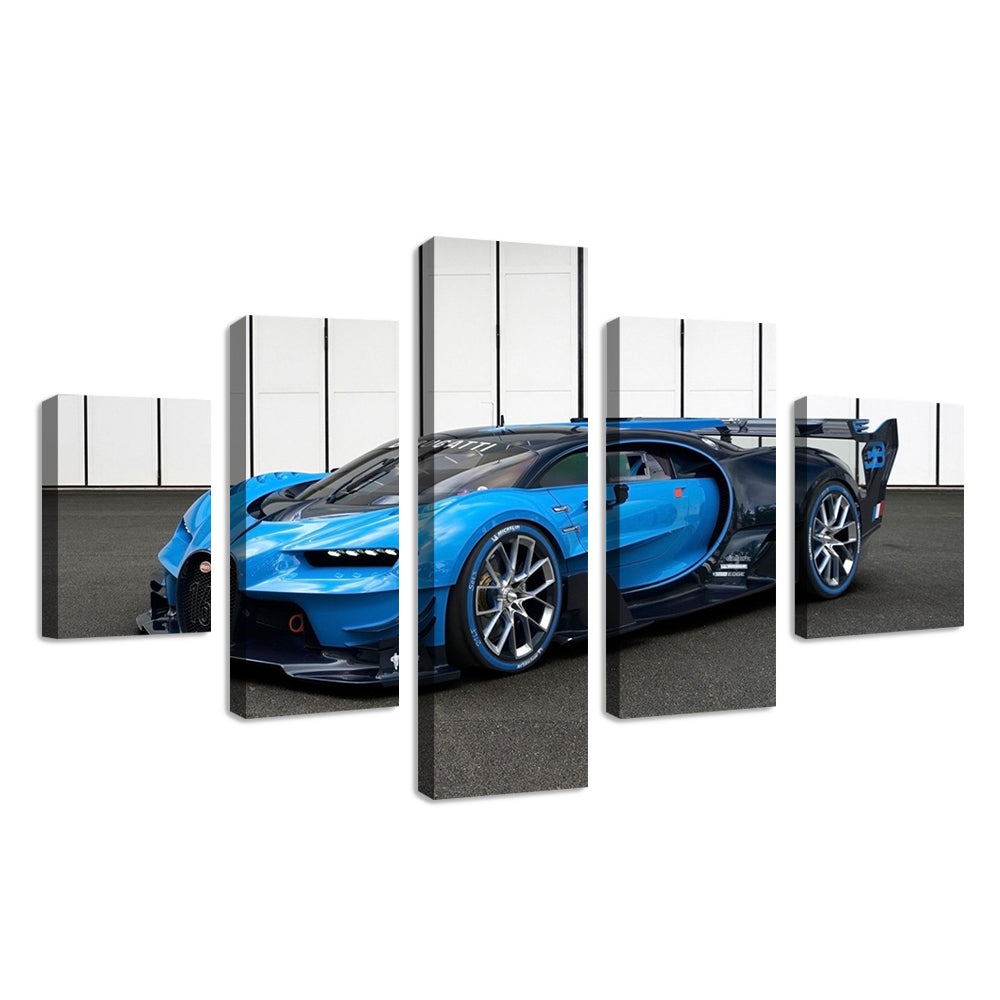 Stunning Blue Supercar 5-Piece Canvas Wall Art – A Dream for Auto Enthusiasts