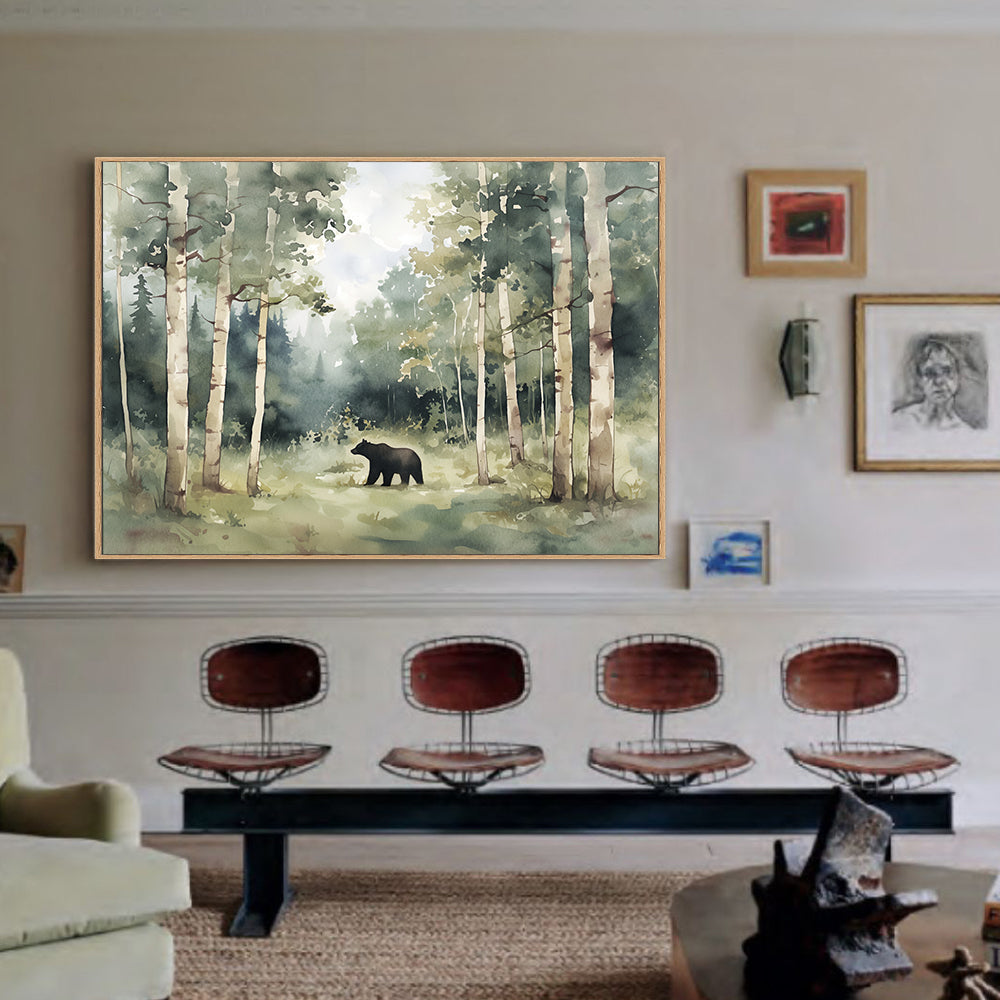 Tranquil Forest Bear Canvas Wall Art