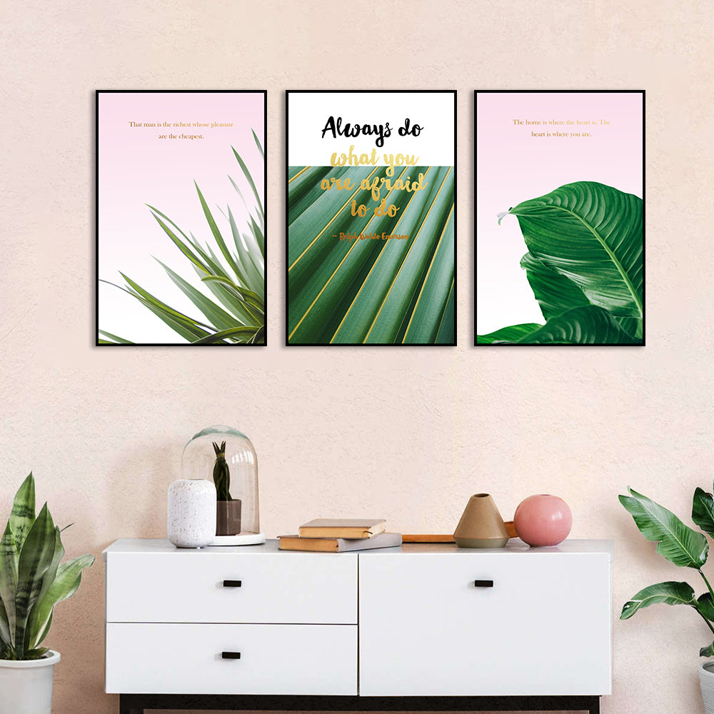 Inspirational Botanical Canvas Wall Art (Set of 3)