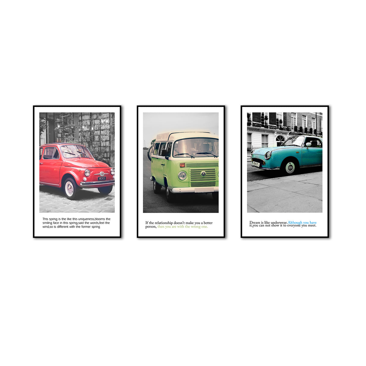 Vintage Car Canvas Wall Art (Set of 3)
