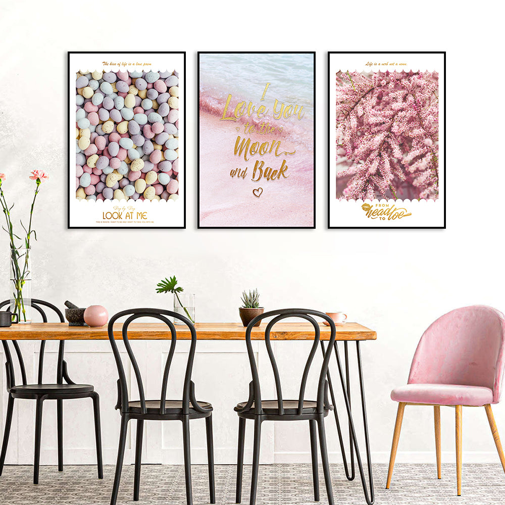 Romantic "I Love You to the Moon and Back" 3-Piece Canvas Wall Art