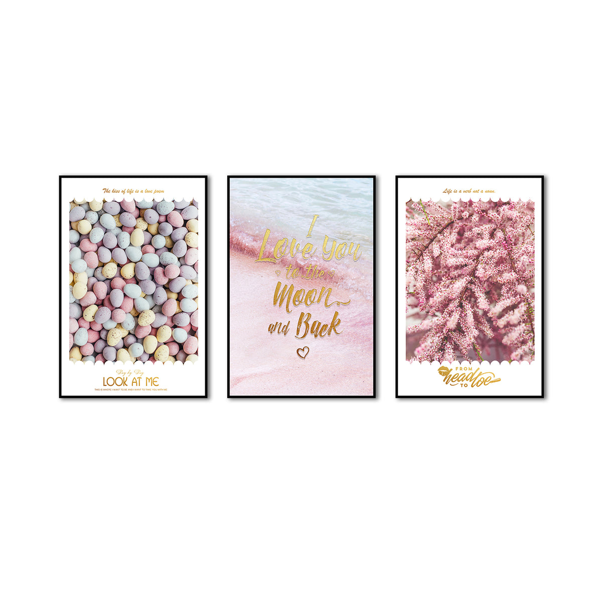 Romantic "I Love You to the Moon and Back" 3-Piece Canvas Wall Art