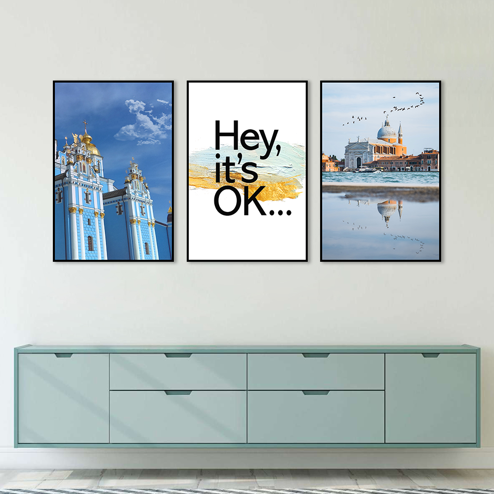 Inspiring "Hey, It's OK" 3-Piece Canvas Wall Art