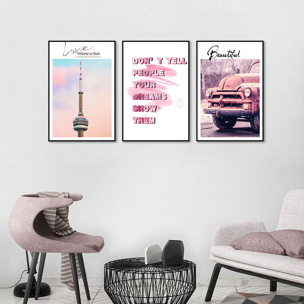 3 Piece Nordic Show Your Dreams Canvas Wall Art