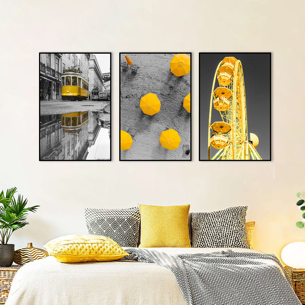 3-Piece Yellow Accent Canvas Wall Art Set
