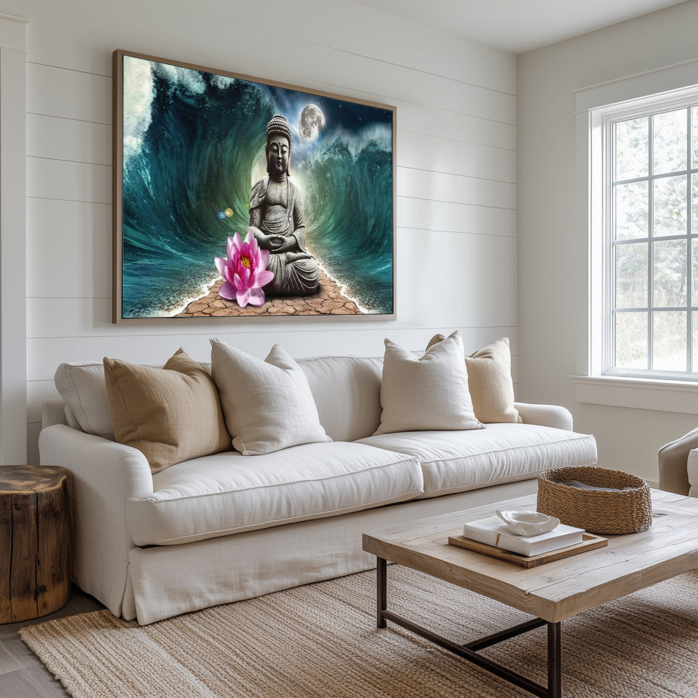 Serenity Amidst Storm – Buddha Canvas Wall Art