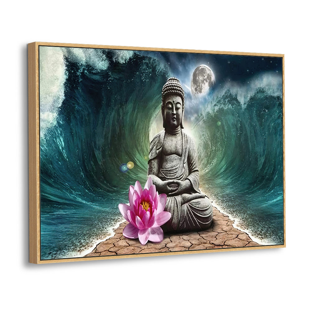 Serenity Amidst Storm – Buddha Canvas Wall Art