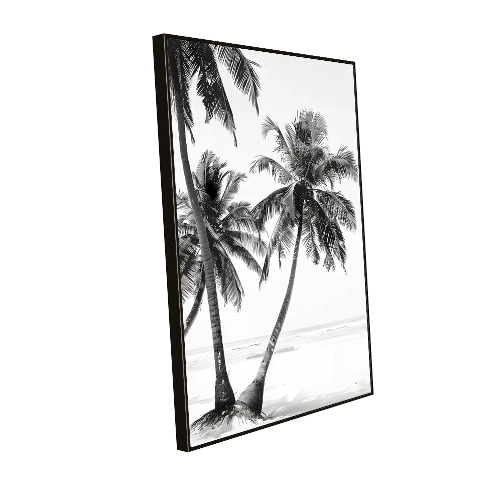Tropical Palm Tree Black and White Canvas Wall Art