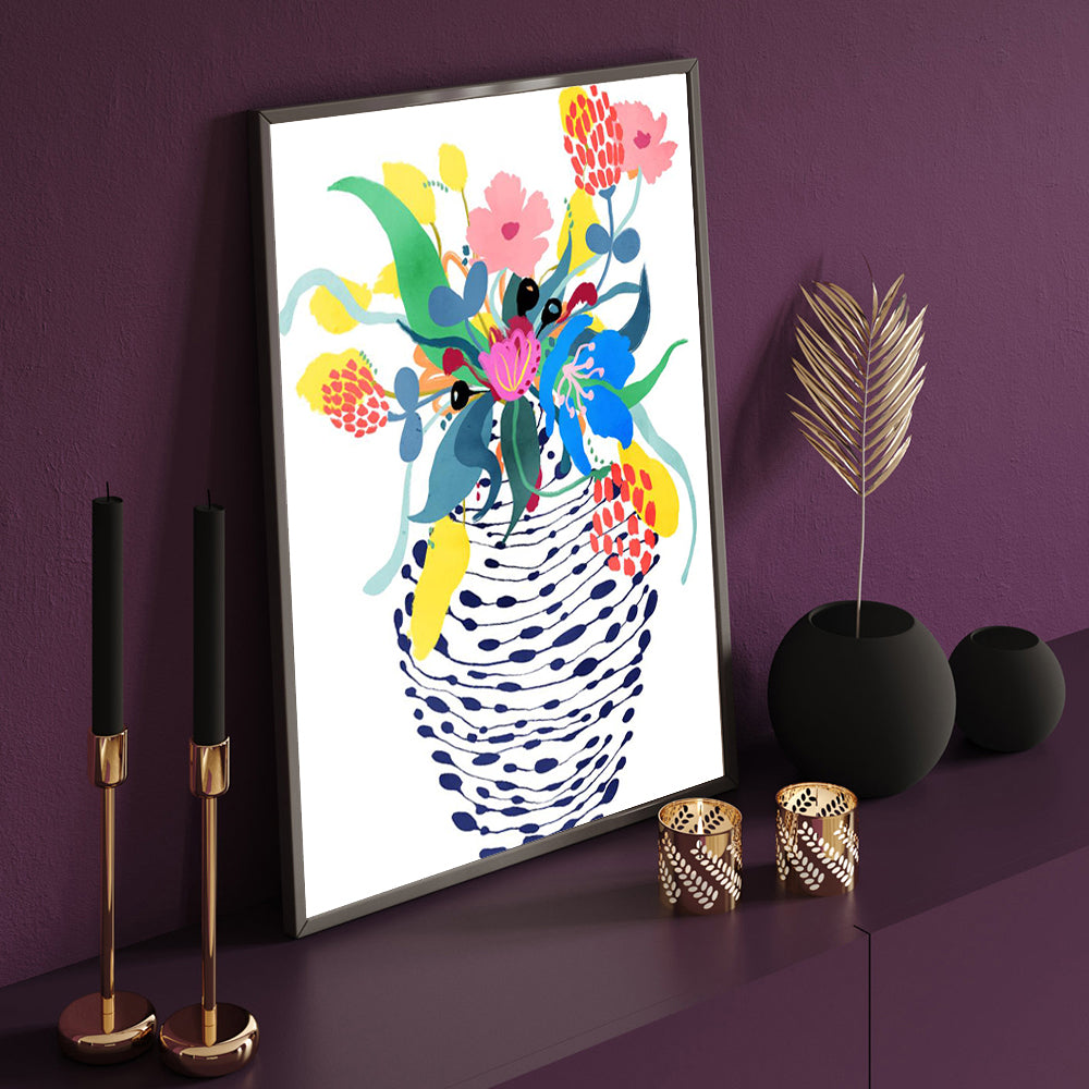 Modern Floral Vase – Vibrant Botanical Print Canvas Wall Art