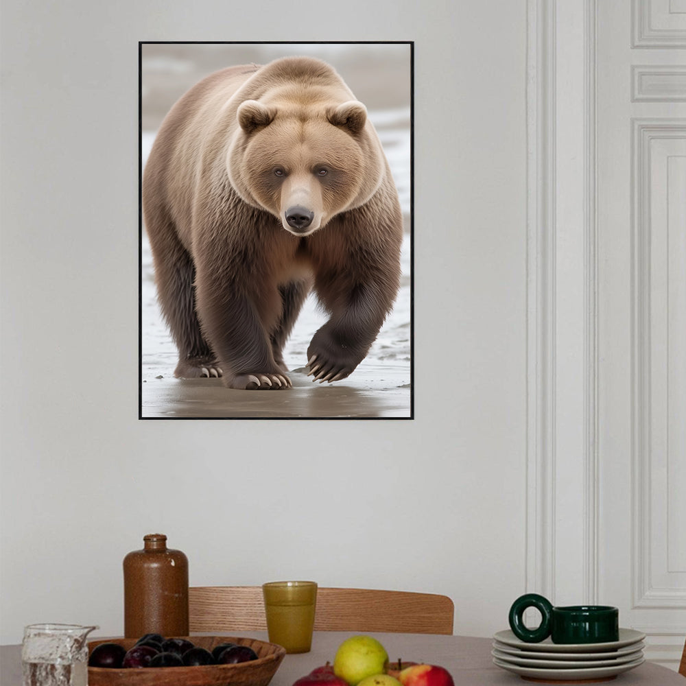 Powerful Brown Bear Canvas Wall Art