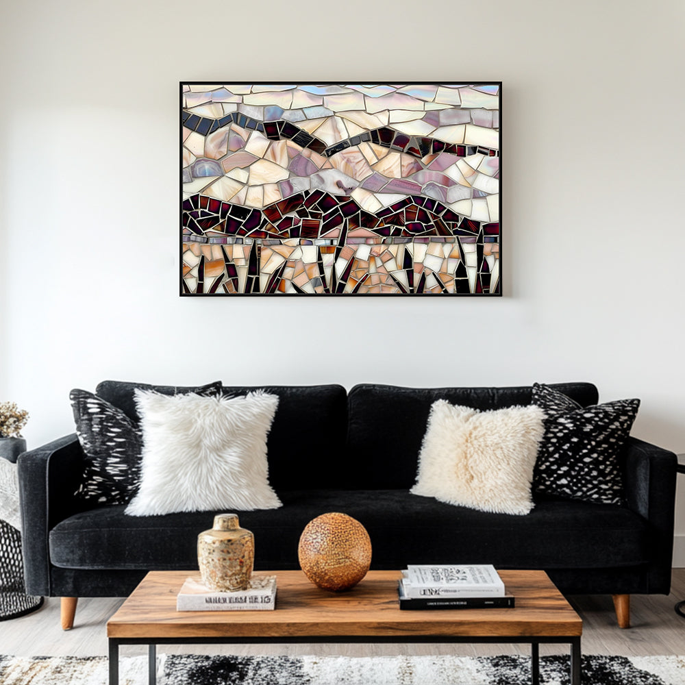 Mosaic Mountain Vista Canvas Wall Art