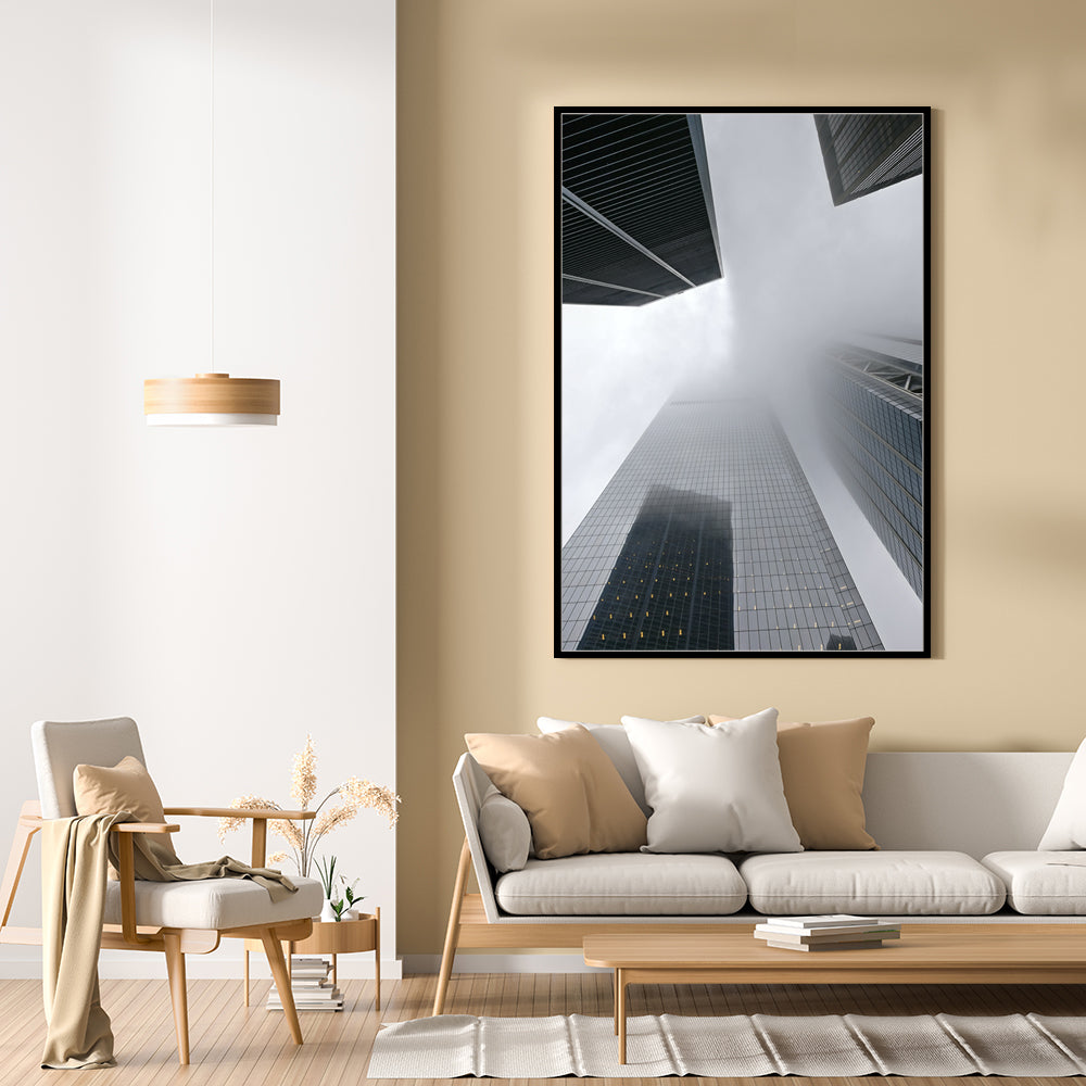 Skyscraper In The Mist Canvas Wall Art