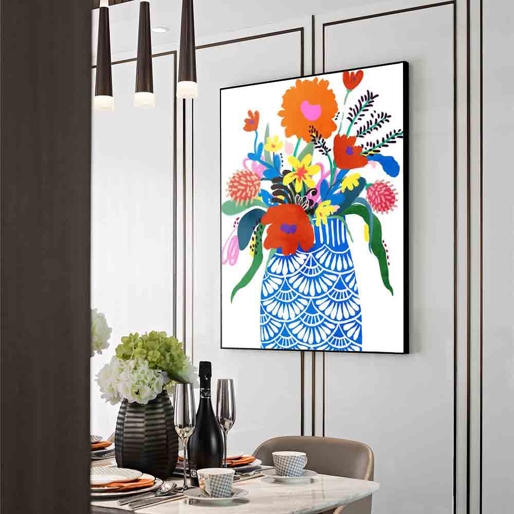 Modern Floral Vase – Bold & Colorful Botanical Print Canvas Wall Art