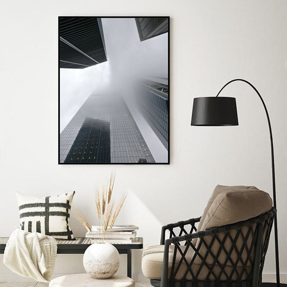 Skyscraper In The Mist Canvas Wall Art