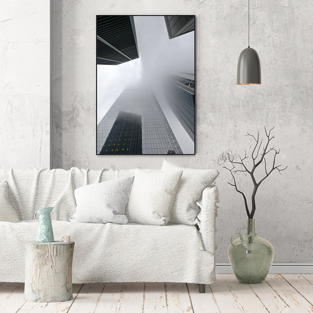 Skyscraper In The Mist Canvas Wall Art