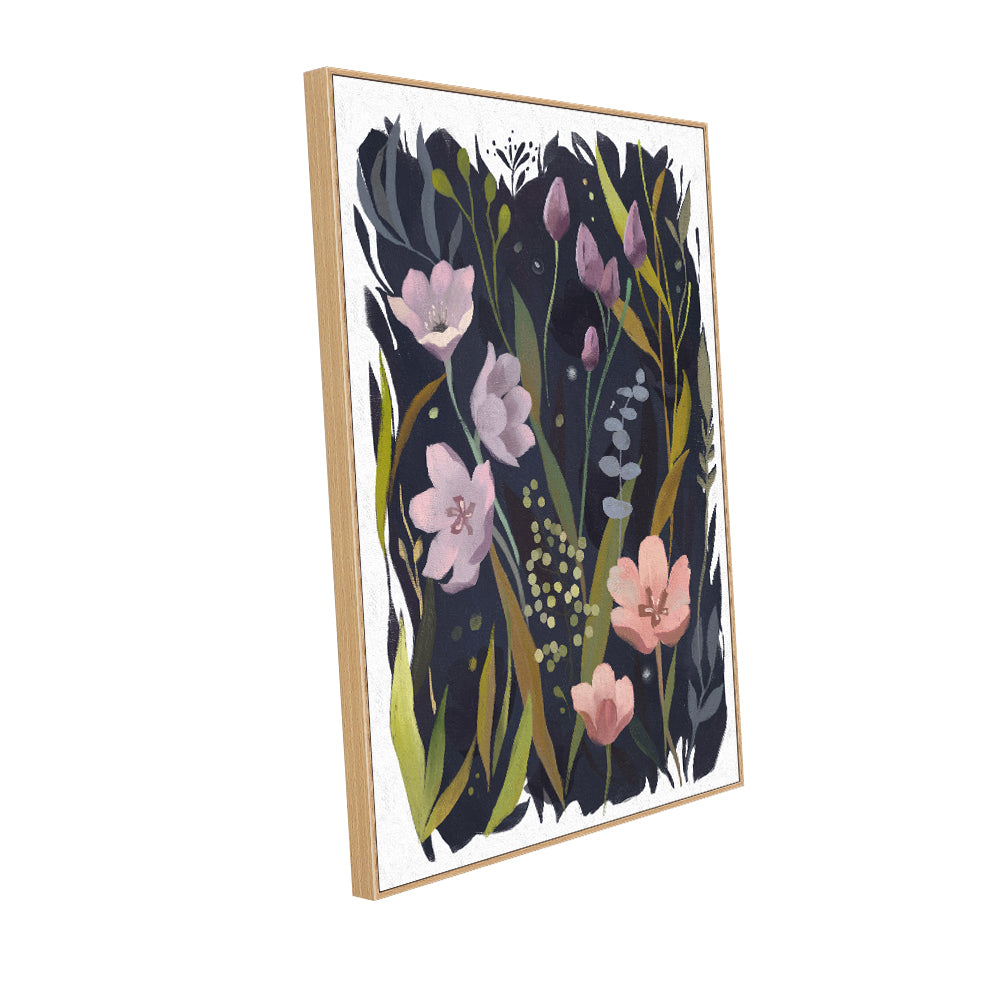 Whimsical Night Floral Canvas Wall Art