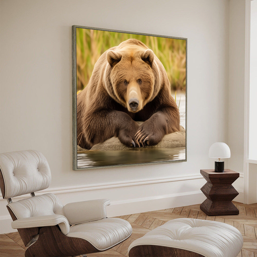 Relaxed Brown Bear Canvas Wall Art