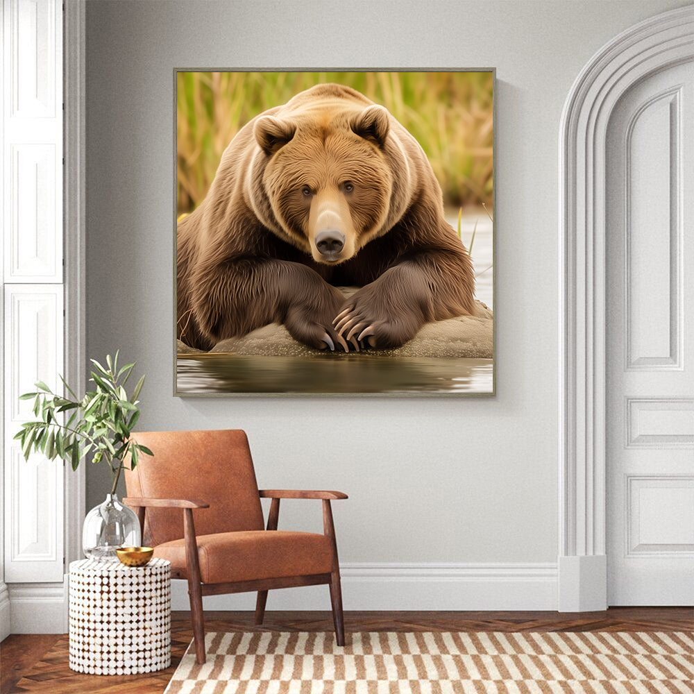 Relaxed Brown Bear Canvas Wall Art