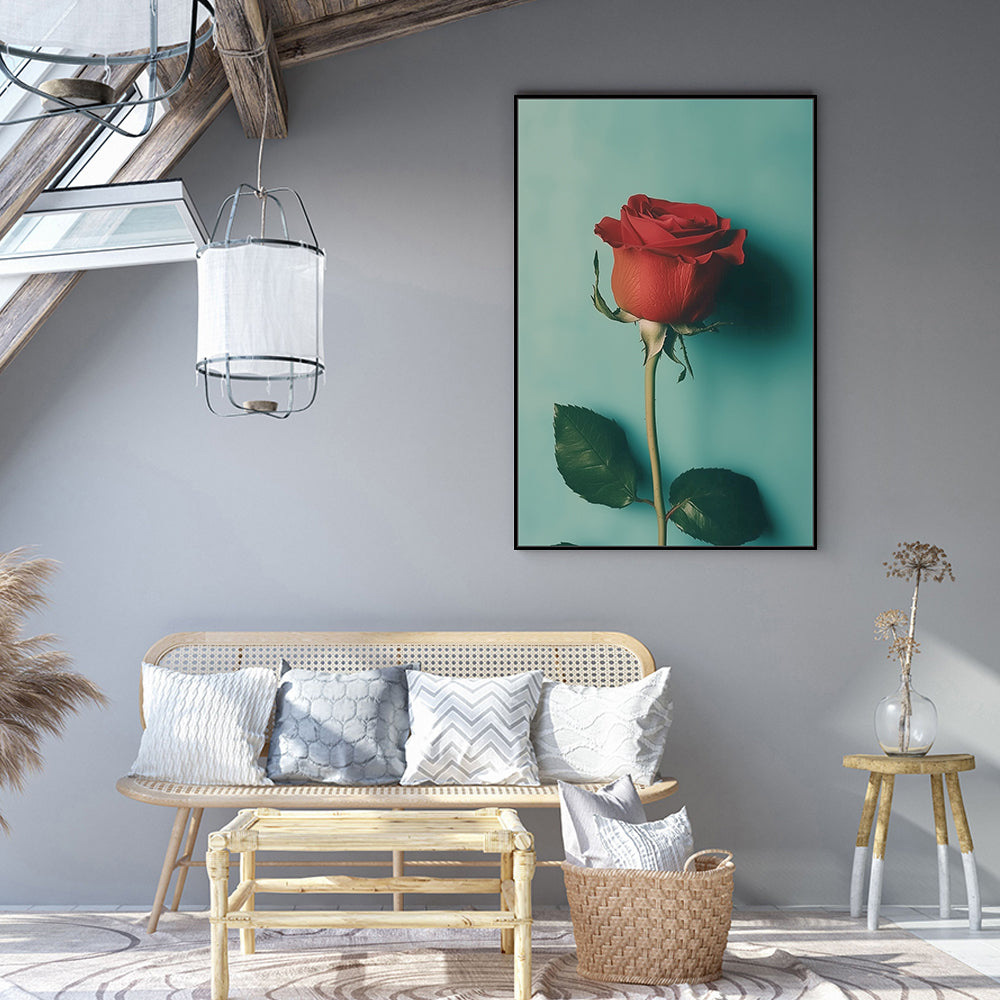Elegant Red Rose Canvas Wall Art