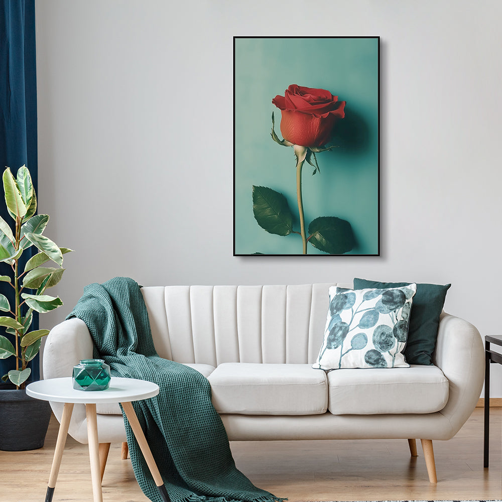 Elegant Red Rose Canvas Wall Art