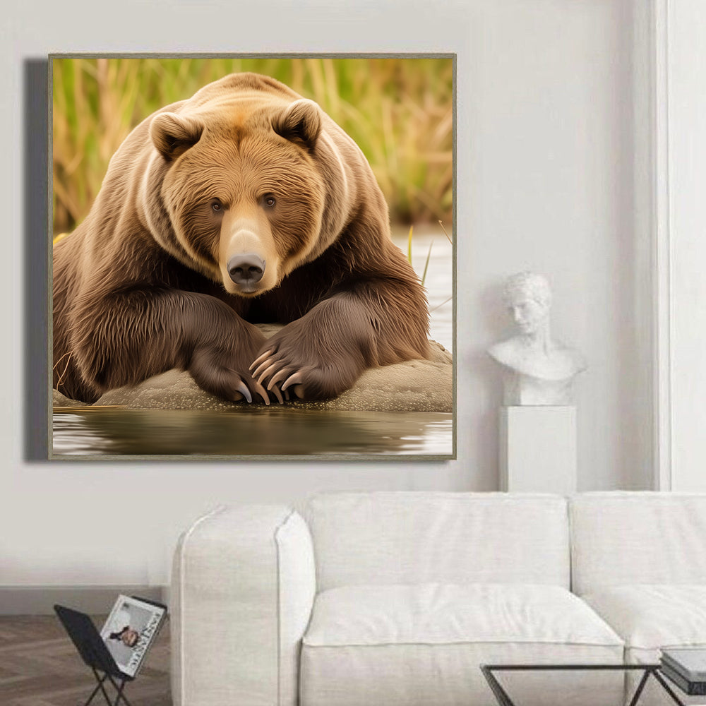 Relaxed Brown Bear Canvas Wall Art