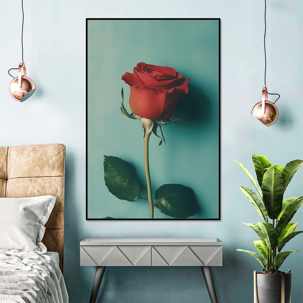 Elegant Red Rose Canvas Wall Art