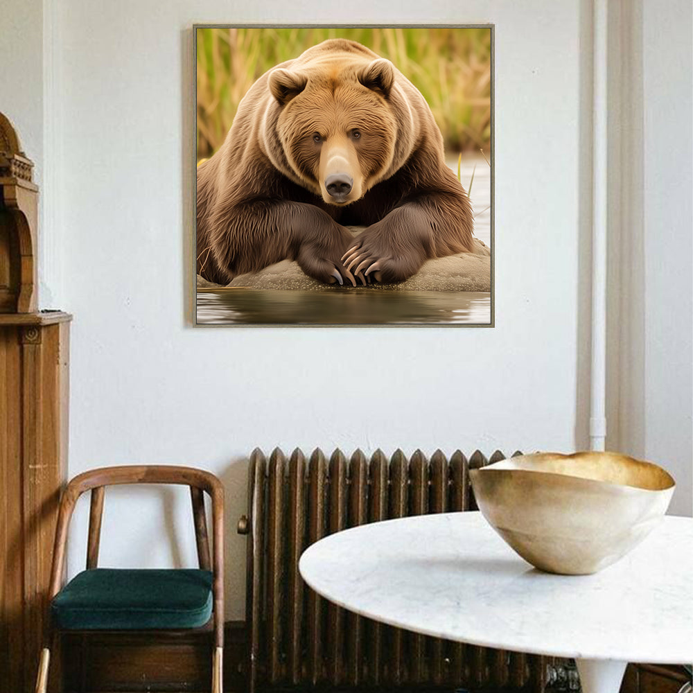 Relaxed Brown Bear Canvas Wall Art
