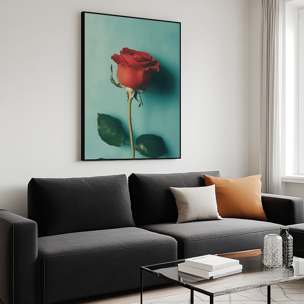 Elegant Red Rose Canvas Wall Art