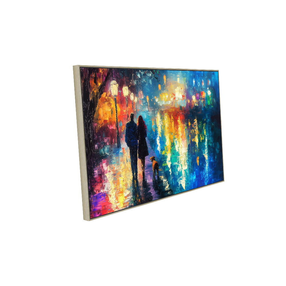 Romantic Rainy Stroll Canvas Wall Art