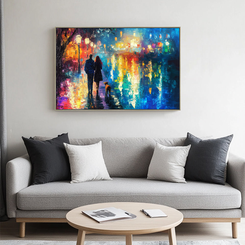 Romantic Rainy Stroll Canvas Wall Art
