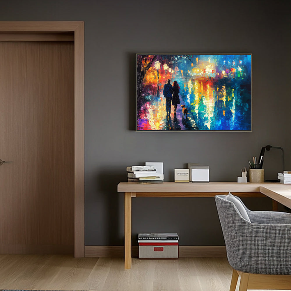 Romantic Rainy Stroll Canvas Wall Art