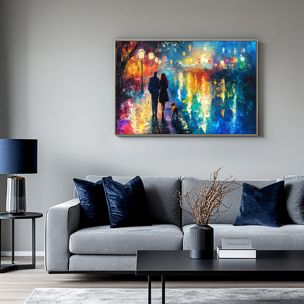 Romantic Rainy Stroll Canvas Wall Art