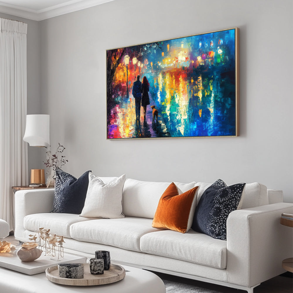 Romantic Rainy Stroll Canvas Wall Art