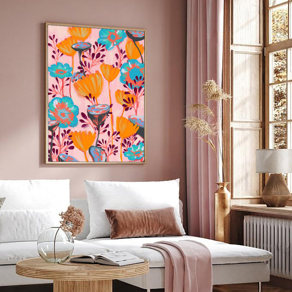 Bold Floral Pattern – Vibrant & Contemporary Botanical Print Canvas Wall Art