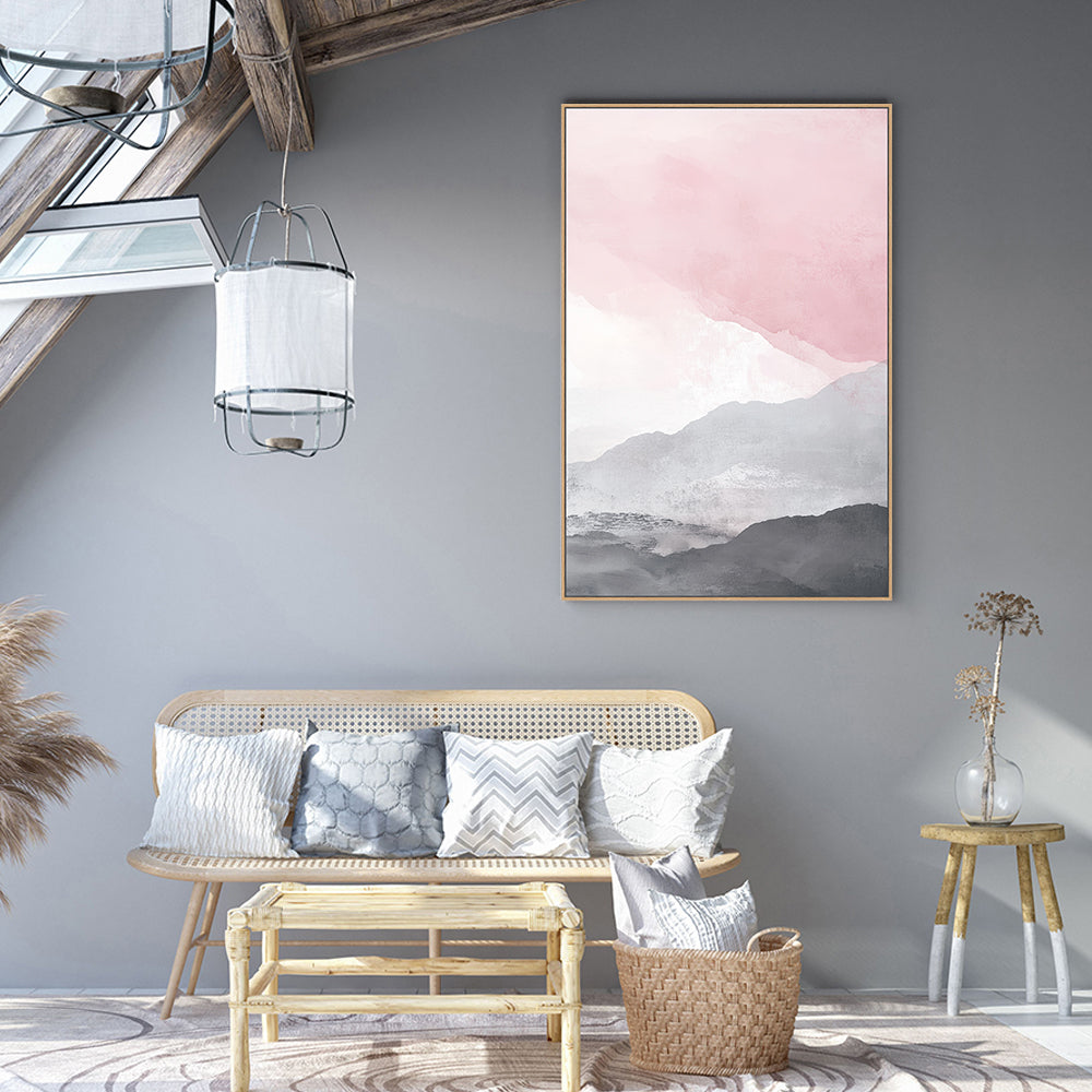 Serene Pastel Mountain Canvas Wall Art
