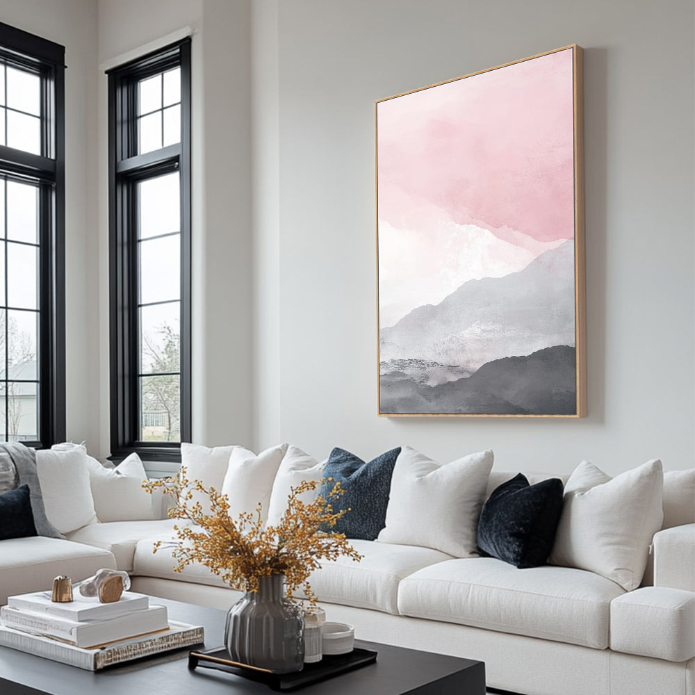 Serene Pastel Mountain Canvas Wall Art
