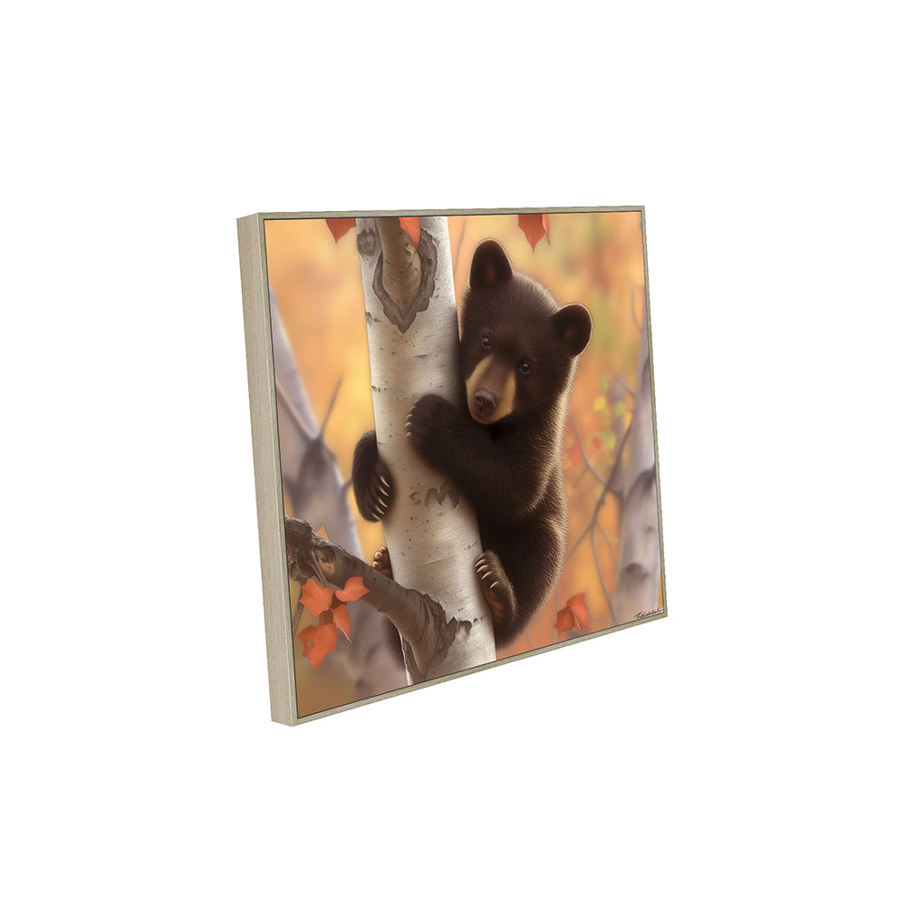 Adorable Baby Bear Autumn Canvas Wall Art