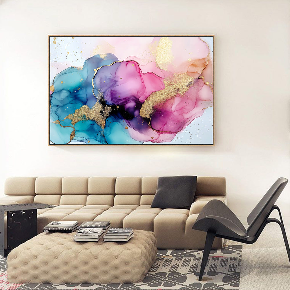 Fluid Art With Gold Accents Canvas Wall Art