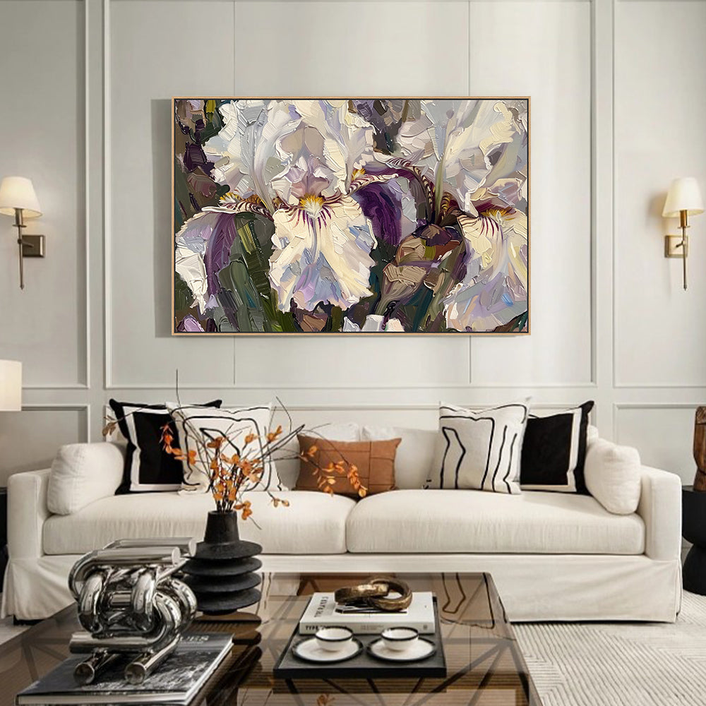 White Iris Floral Canvas Wall Art