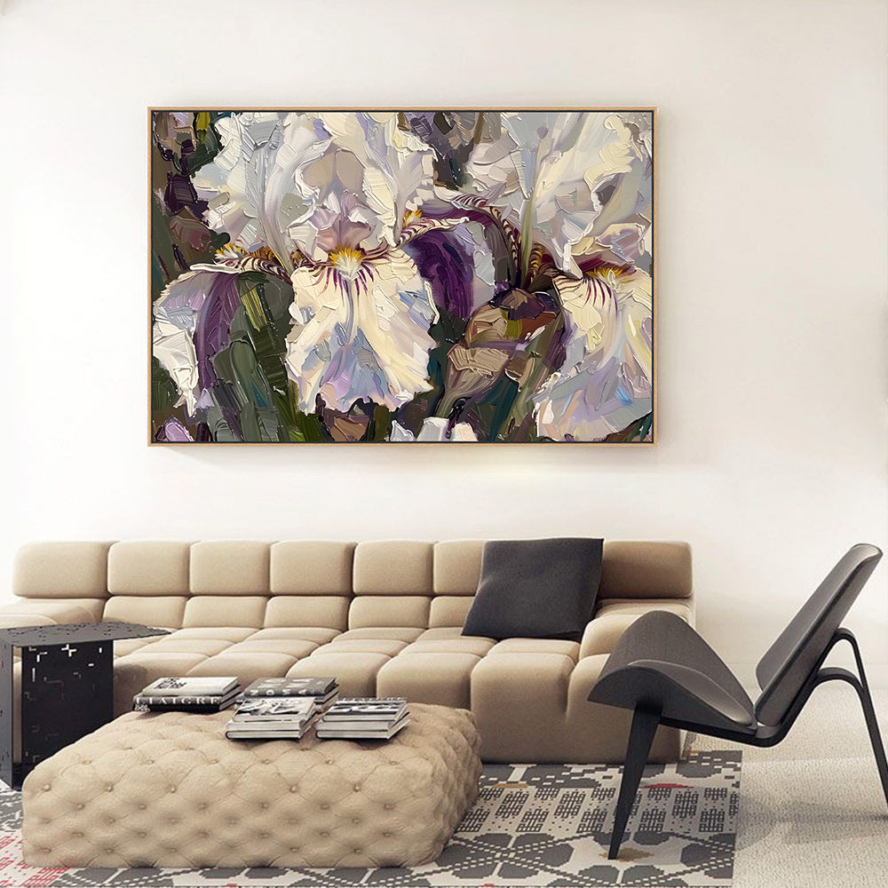 White Iris Floral Canvas Wall Art