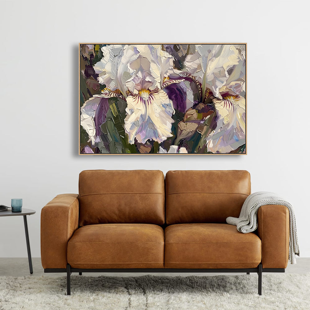 White Iris Floral Canvas Wall Art