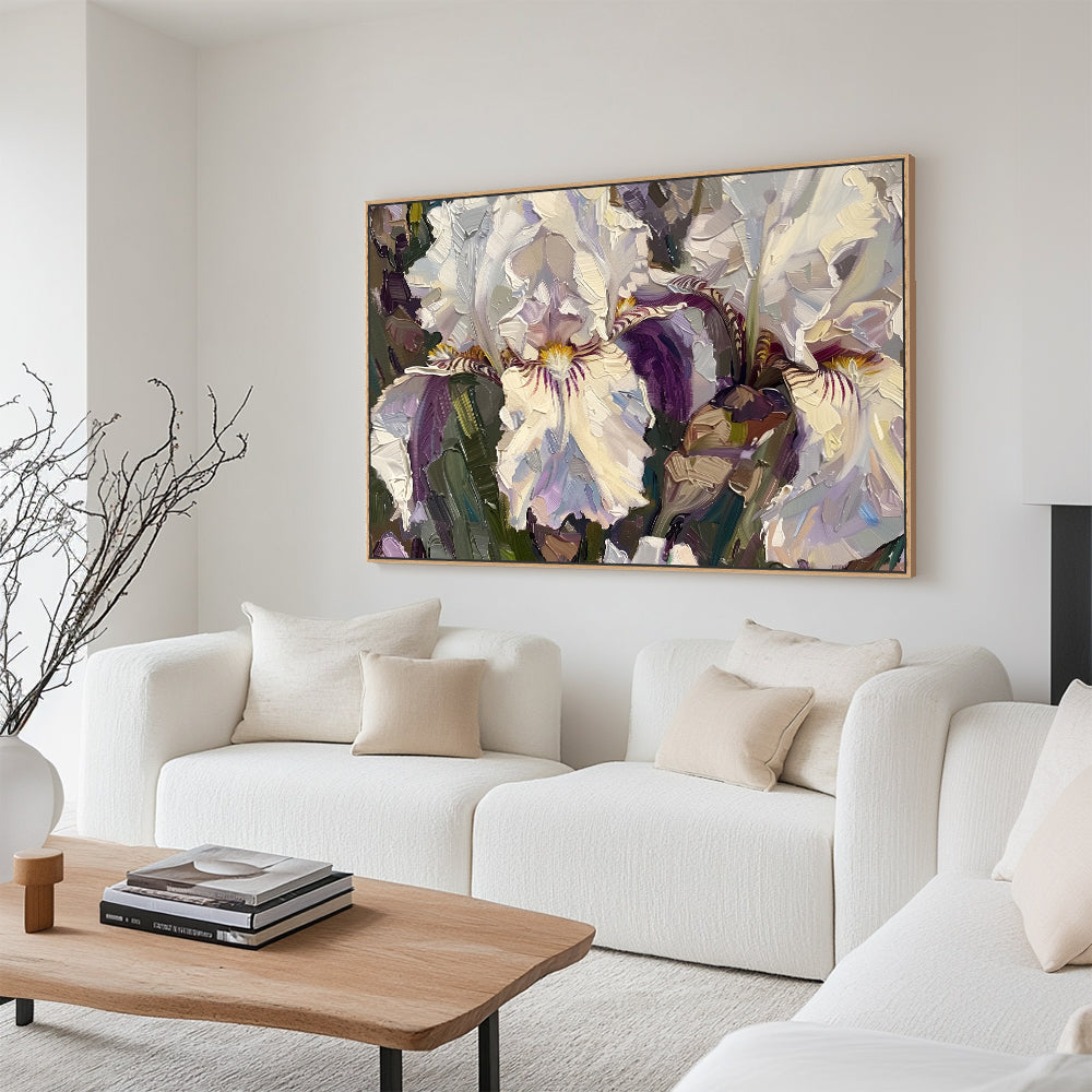 White Iris Floral Canvas Wall Art