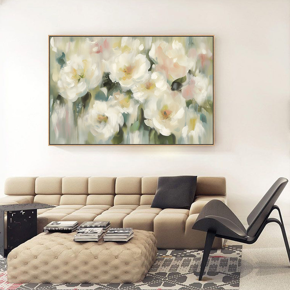 Serene Blooms Pastel Floral Canvas Wall Art